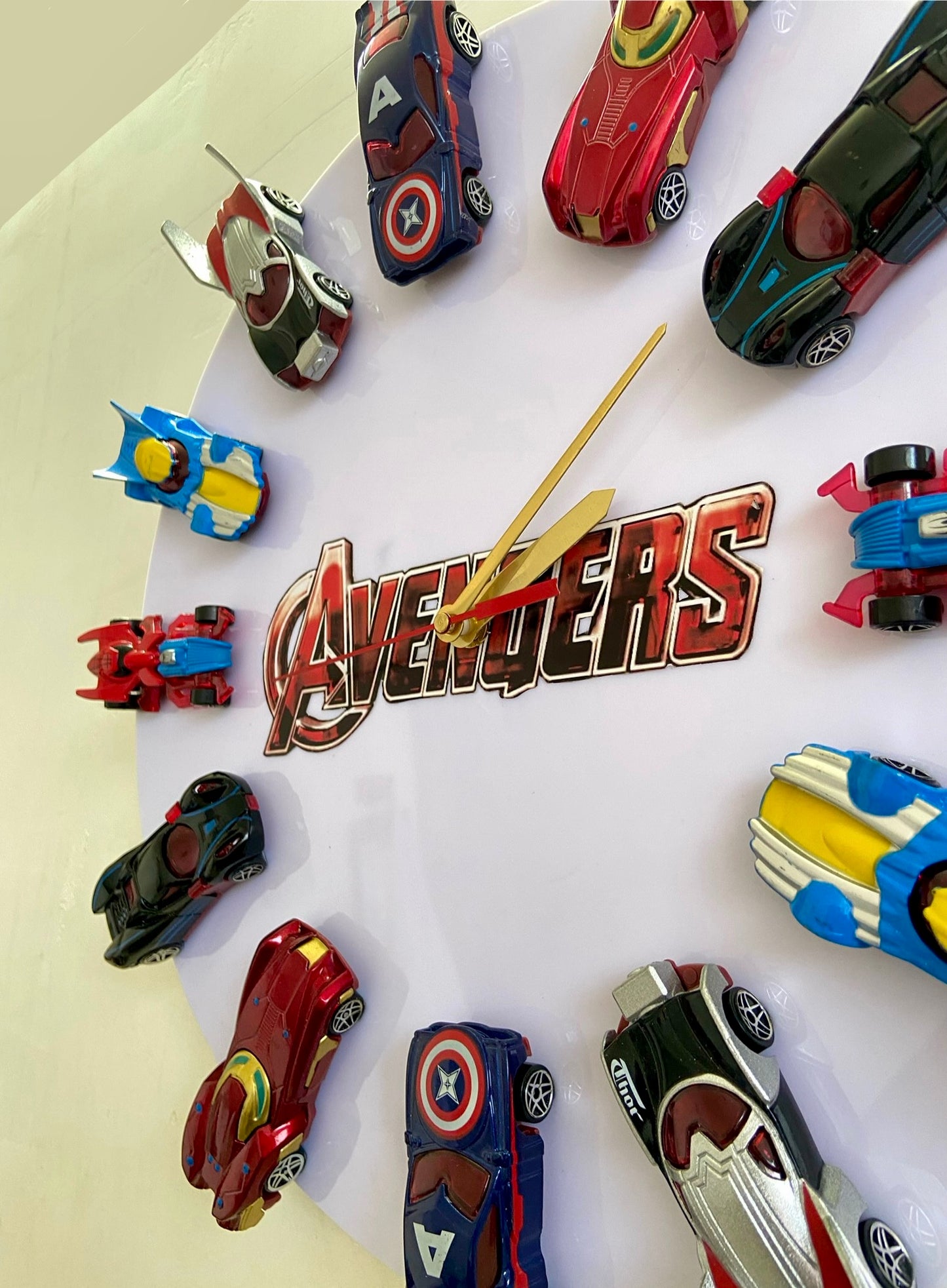 .Avengers Die-Cast Car Wall Clock | 13-Inch Marvel Superhero Clock