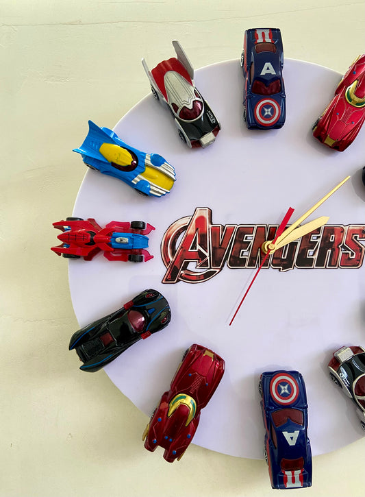 .Avengers Die-Cast Car Wall Clock | 13-Inch Marvel Superhero Clock
