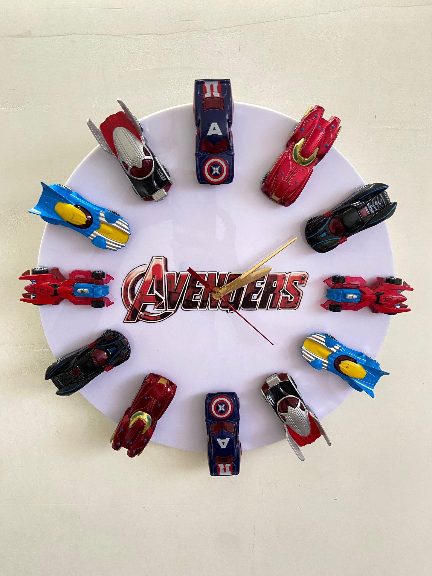 .Avengers Die-Cast Car Wall Clock | 13-Inch Marvel Superhero Clock