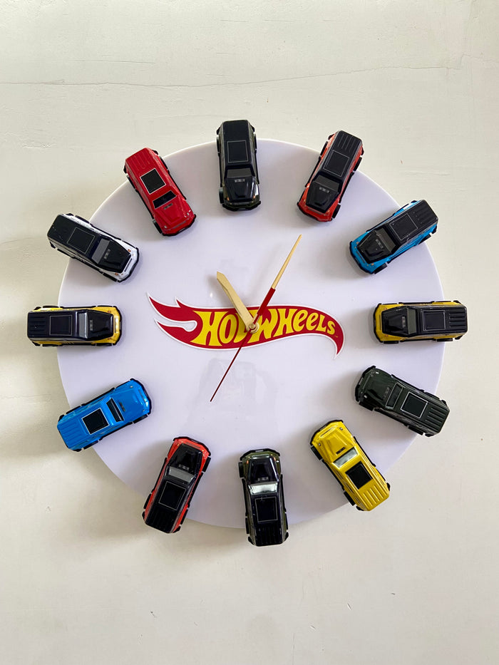 .Die - Cast SUV & Luxury Car Wall Clock 13 Inch | 12 Die-Cast Cars | Car Lover Wall Decor