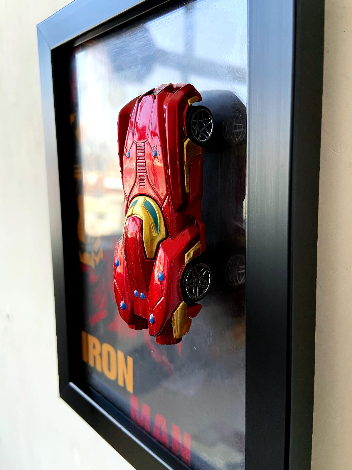 Iron Man 3D Diecast Car Display Frame | Marvel Collectible Wall Decor | IndiaWheelz