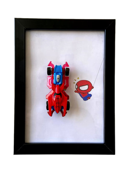 Spider-Man 3D Diecast Car Display Frame | Marvel Collectible Wall Decor | IndiaWheelz