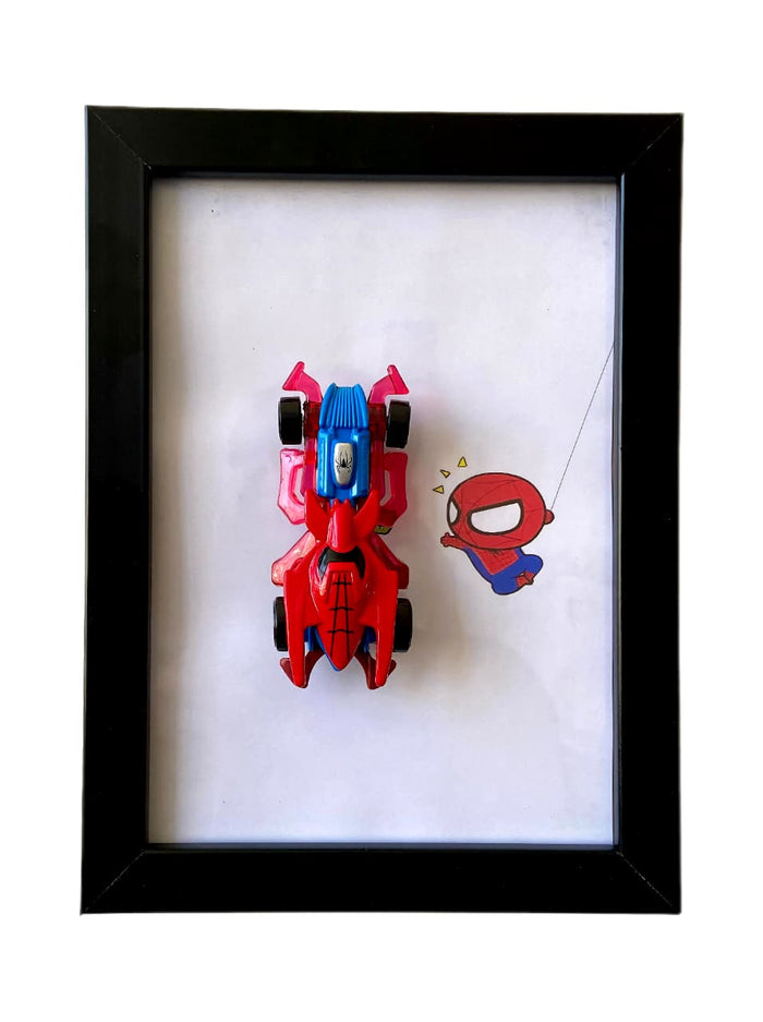 Spider-Man 3D Diecast Car Display Frame | Marvel Collectible Wall Decor | IndiaWheelz