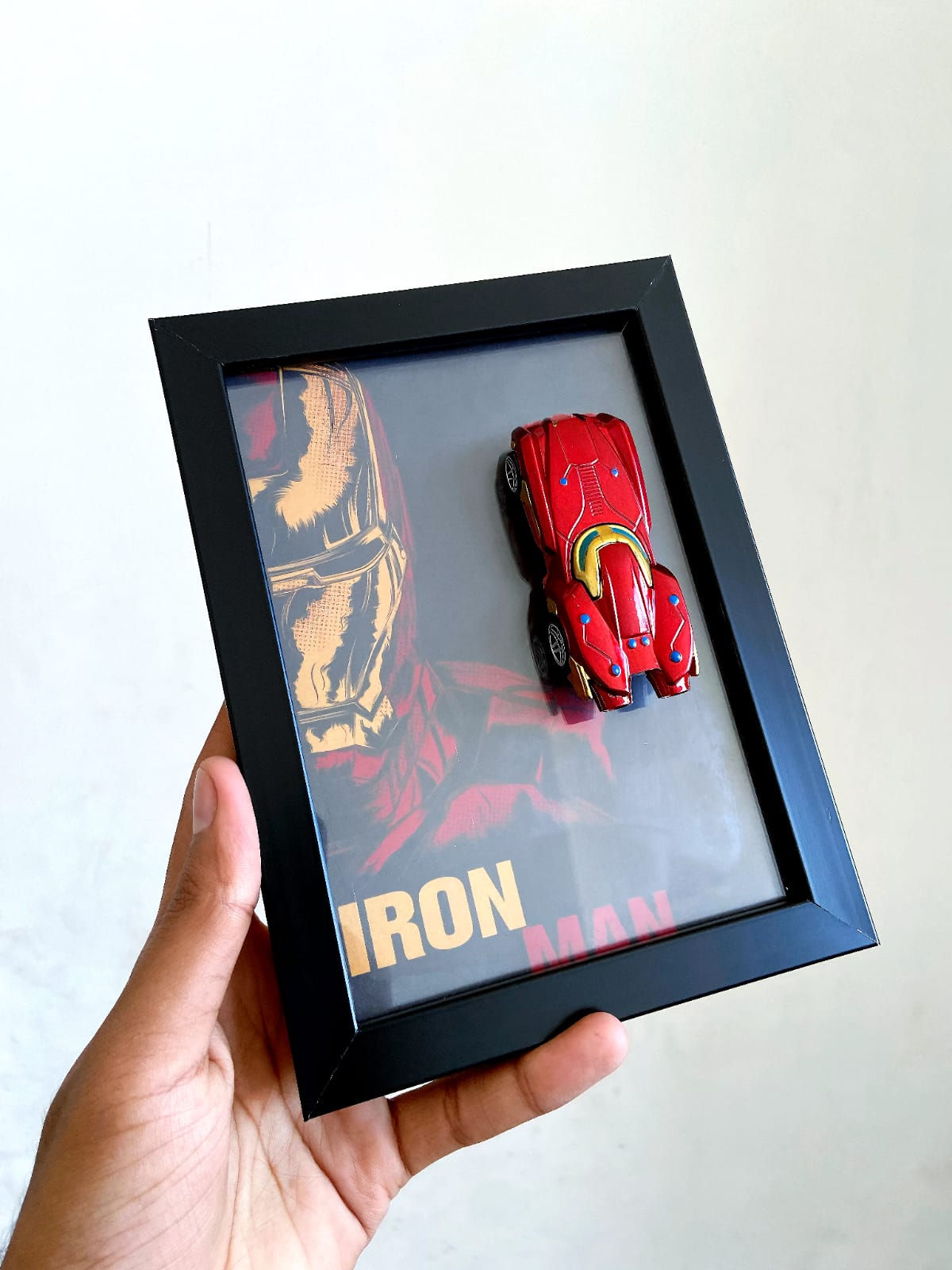 Iron Man 3D Diecast Car Display Frame | Marvel Collectible Wall Decor | IndiaWheelz