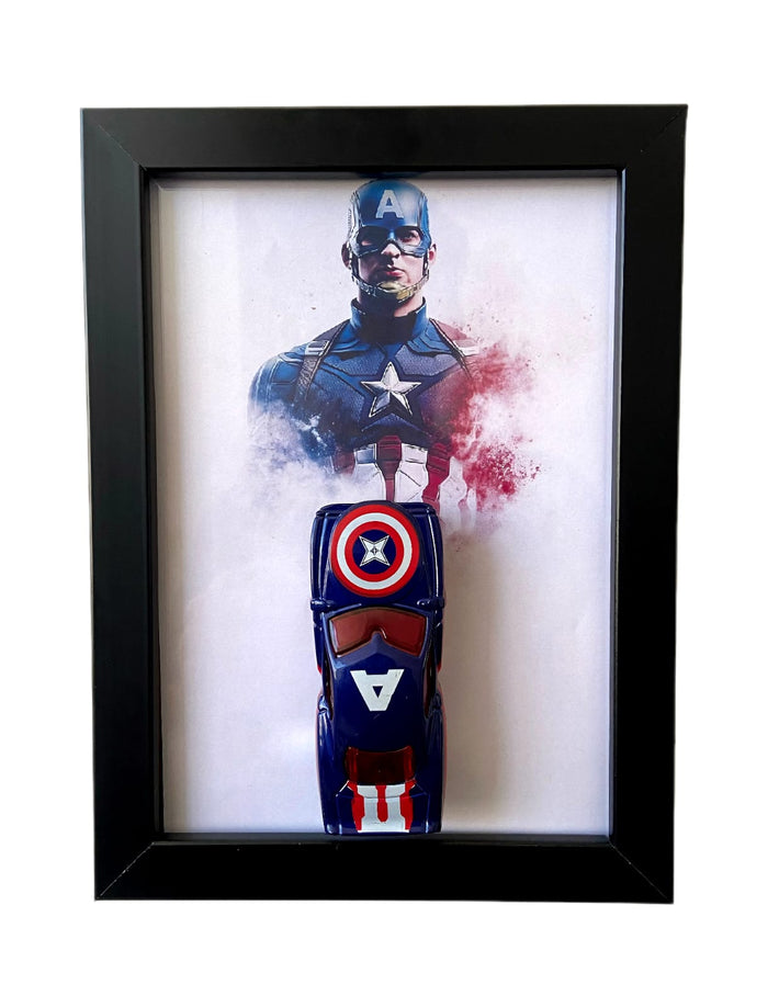 Captain America 3D Diecast Car Display Frame | Marvel Collectible Wall Decor | IndiaWheelz